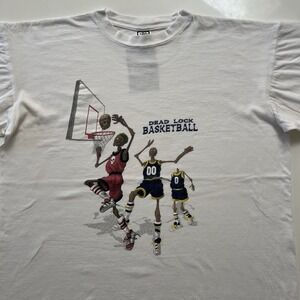 Vtg Bone Head Skeleton Basketball T-Shirt White 90s XL Dead Lock Basketball